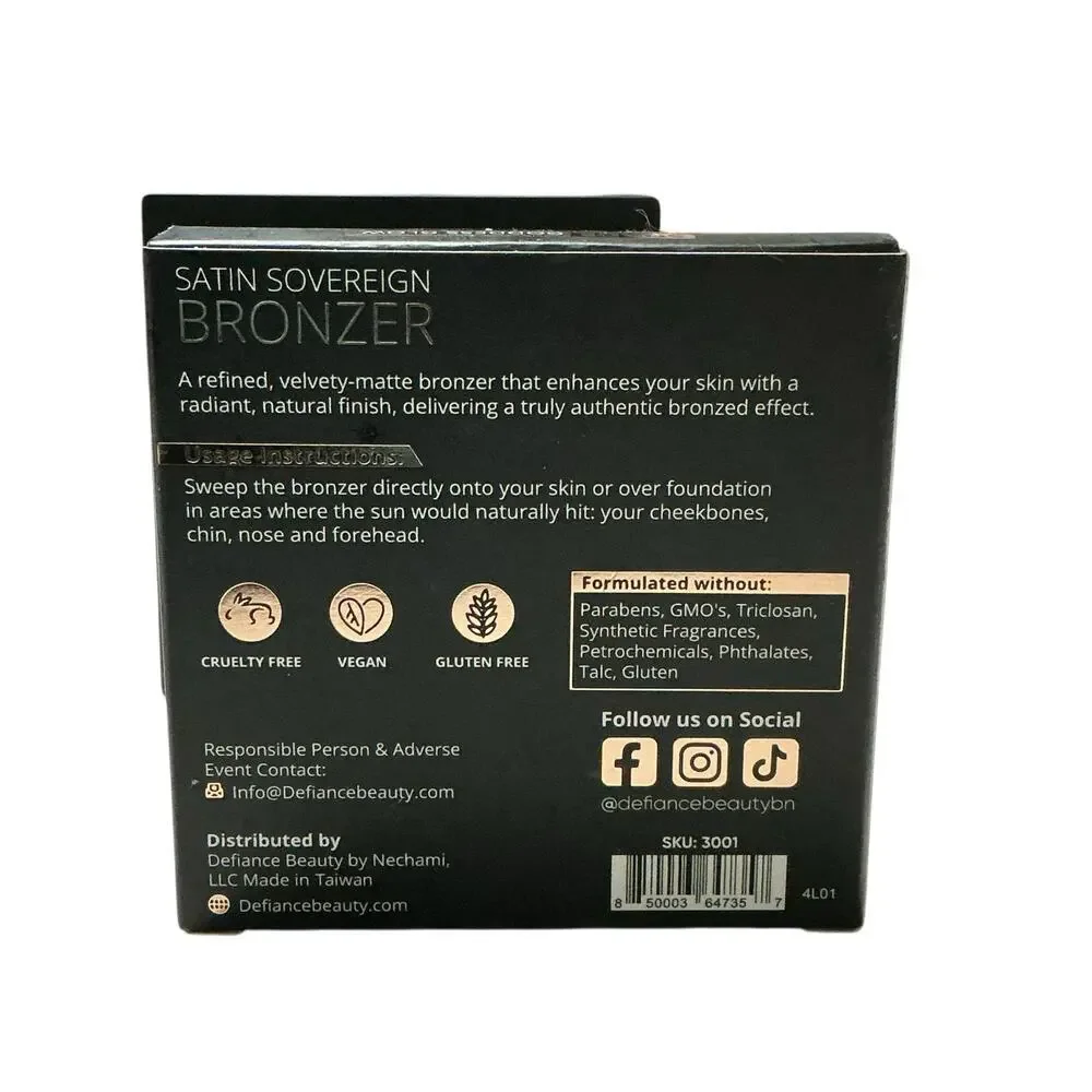 Defiance Beauty Satin Sovereign Bronzer Velvety Matte Natural Finish Vegan